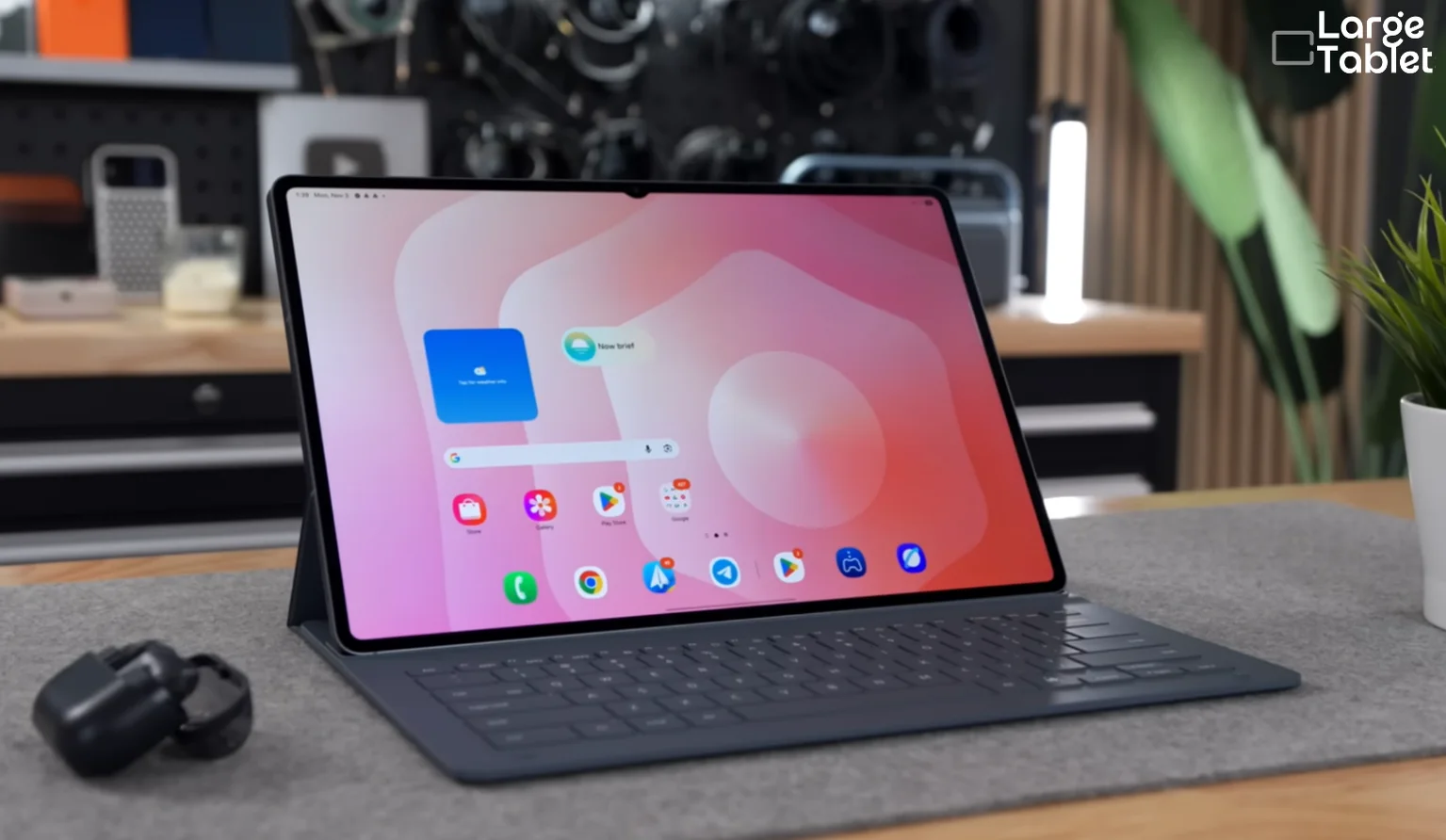 Samsung Galaxy Tab S11 Ultra bieng reviewed on a table