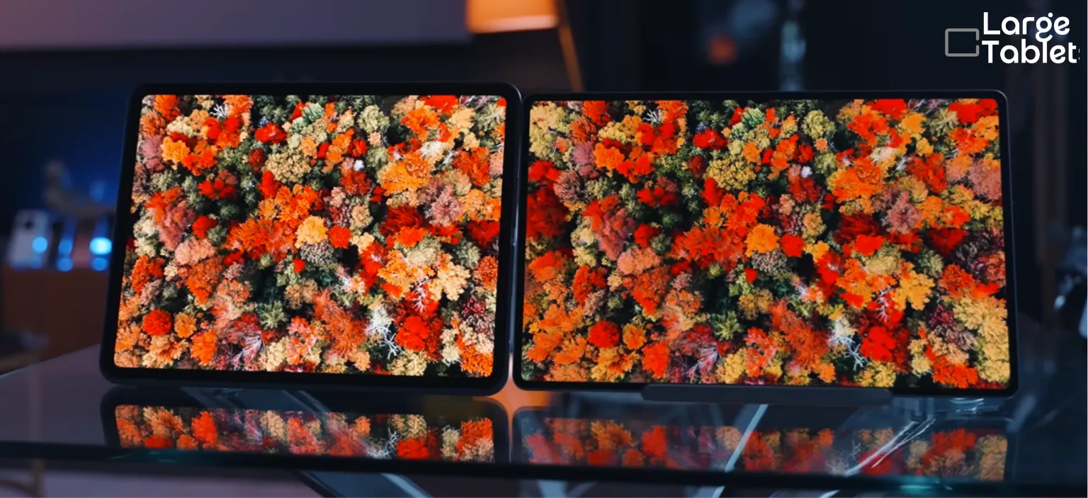 Samsung Galaxy Tab S11 Ultra display compared side by side with the Apple iPad Pro M5
