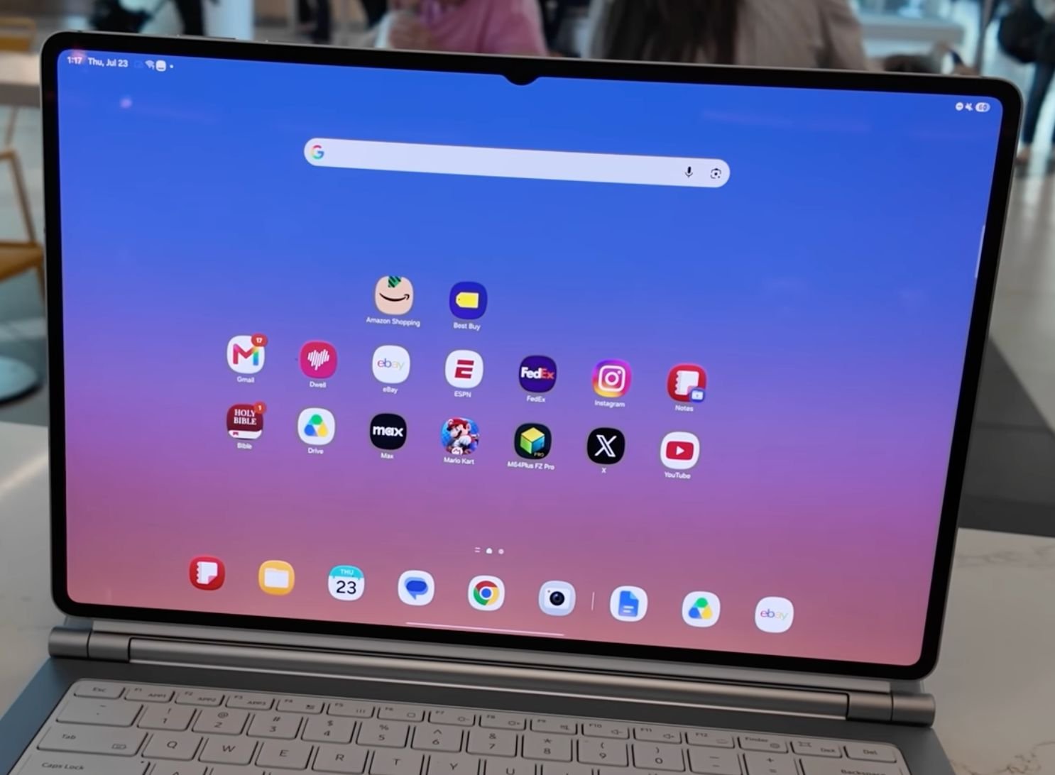 Samsung Galaxy Tab S11 Ultra front view with its 14.6-inch Dynamic AMOLED 2X display switched on