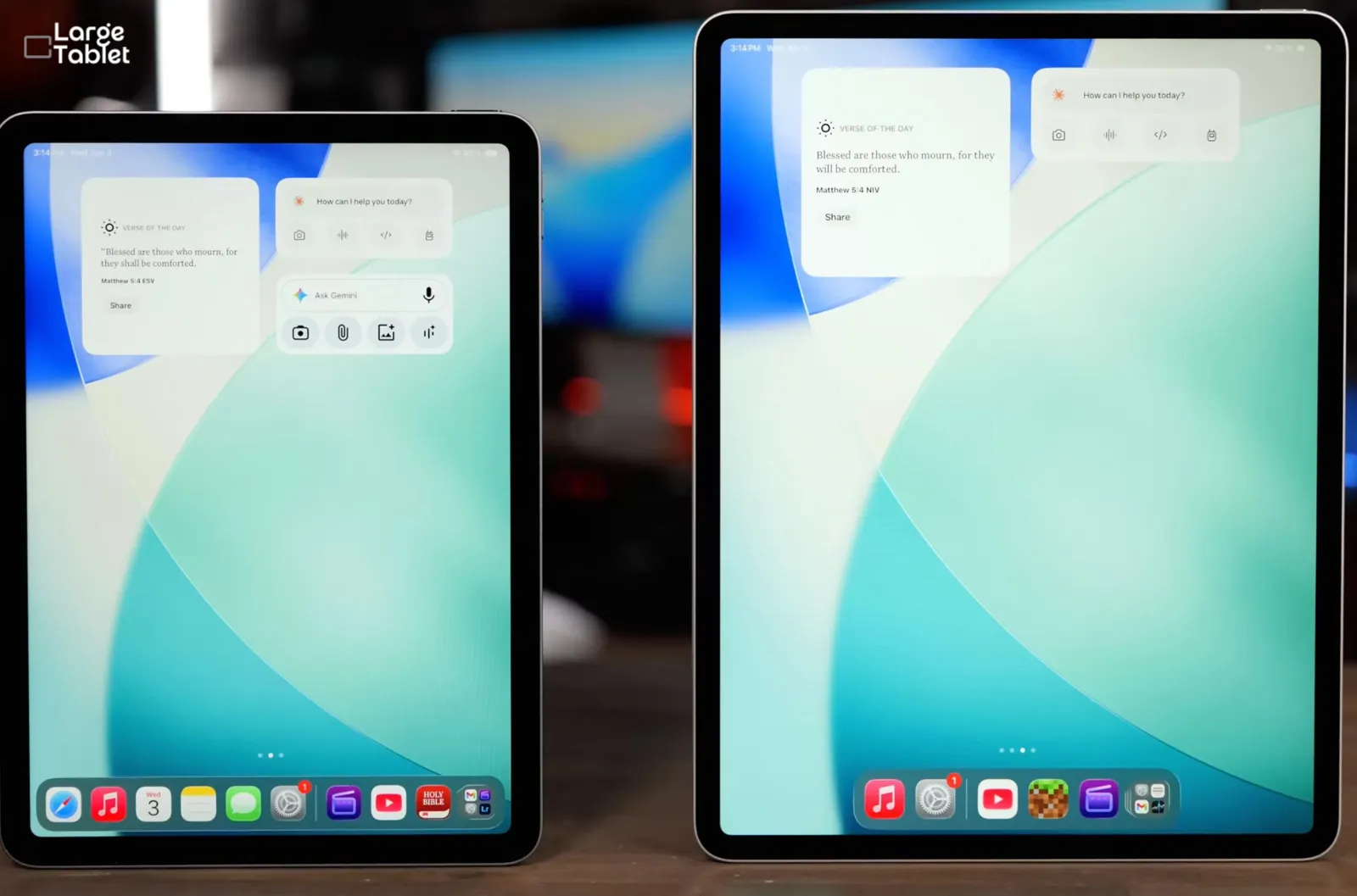 iPad Air 11 inch and 13 inch side by side comparison of size